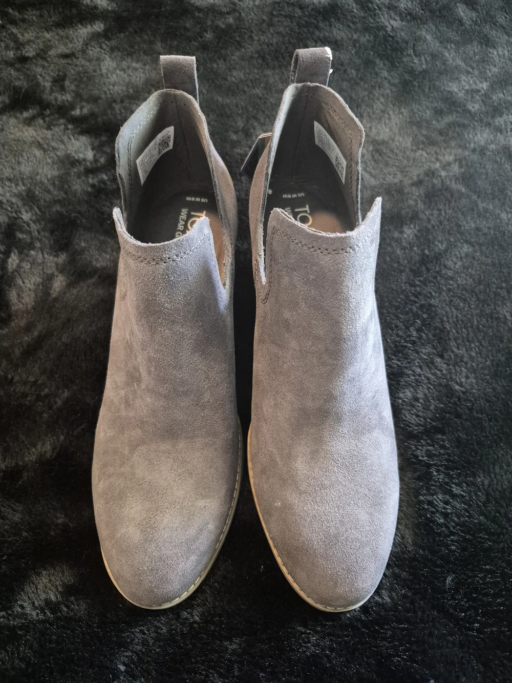 TOMS Women's Taupe Suede Wedge Booties